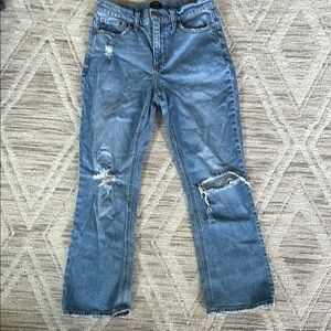 J Crew Blue Mid Rise Flare Crop Jeans